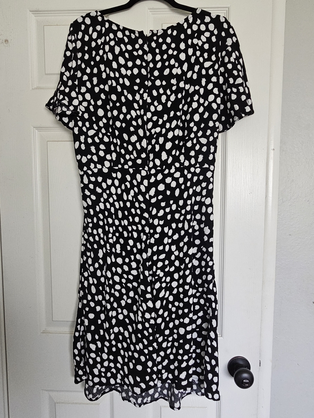 LOFT Black and White Polka Dot Midi Dress